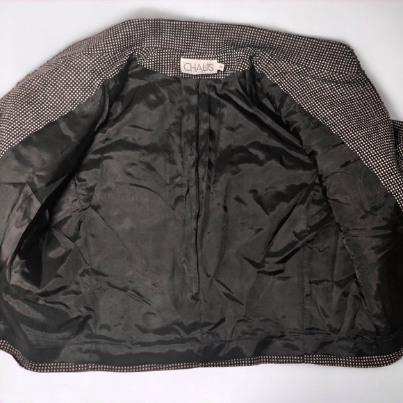 Vintage 90s Boxy Blazer Chaus Jacket, Size 8, Black/White Wool Blend - Picture 4 of 6